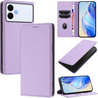 Image de Housse en cuir Litchi pour Samsung Galaxy S26 Edge Wallet Porte-cartes Stand Fonction Housse Violet