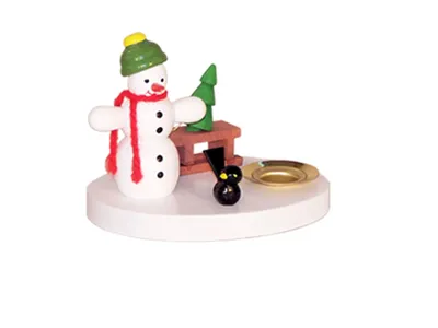 Produktbild von Tischdekoration Kerzenhalter Schneemann mit Schlitten Höhe 8 cm NEU