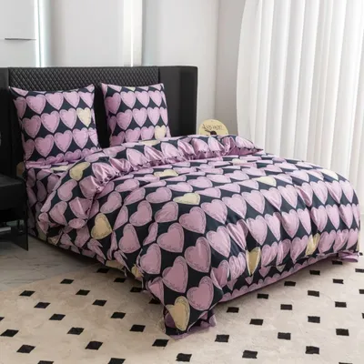 Produktbild von Mikrofaser-Bettwäsche VIOLET HEARTS hellviolett Bettwäsche-Dimension: 2 Stk 70 x 80 cm | 160 x 200 cm