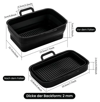 Produktbild von Backform 2 Zusammenklappbare Silikoneinlagen für Heißluftfritteusen