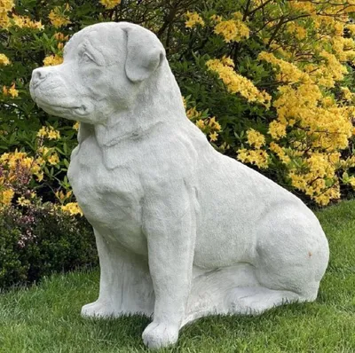 Obrázok produktu pre Casa Padrino Záhradná dekorácia Socha Zlatý retriever pes sivý 55 x 32 x v. 77 cm - Elegantná záhradná dekorácia Kamenná figúra - Dekoratívna figúra zvieraťa - Záhradné dekorácie