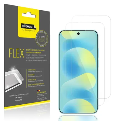 Produktbild von 2x Schutzfolie für Huawei Nova 16 Folie, 100% Displayabdeckung, dipos Flex