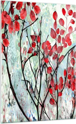 Produktbild von Bilder auf glas - Einteilig - Rot Blätter Zweige - 70x100cm - Glasbilder - Wandbilder - Bilder - zum Aufhängen bereit - Wanddekoration aus Glas - Glas Bilder - Wandbild auf Glas - GPA70x100-4508
