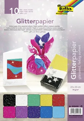 Produktbild von folia Glitterpapier 70 g/qm 230 x 330 mm farbig sortiert 10 Blatt