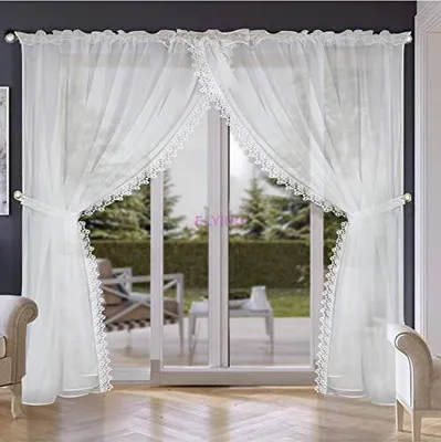Immagine prodotto di Tenda da balcone lunga in voile con nastro a balze Gipüre LB-11-A, 250x400 cm