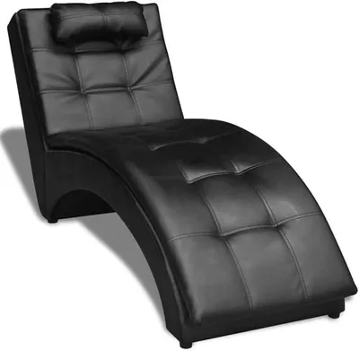 Produktbild von Kunstleder Chaiselongue mit Kissen Liegesessel Relaxliege Loungeliege Liegekomfort Ergonomisch 150 x 55 x 72 cm Schwarz/Weiss
