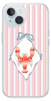 Zdjęcie produktu dla Elastyczne etui do iPhone'a 15, wykonane z przezroczystego silikonu TPU, z motywem homara