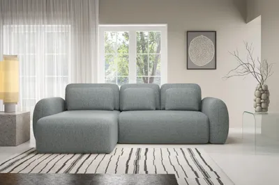 Produktbild von Ecksofa Schlafsofa Sofa GASTON in Stoff Puente Dunkelgrau Ottomane Links
