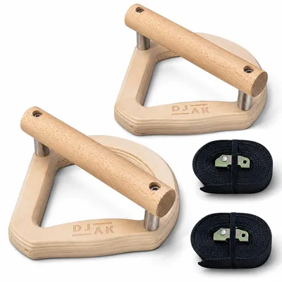 Produktbild von Parallettes Holz für Krafttraining Gym & Zuhause, Liegestützgriffe mit Rutschfestem Standfuß, Calisthenics Push-Up Bars
