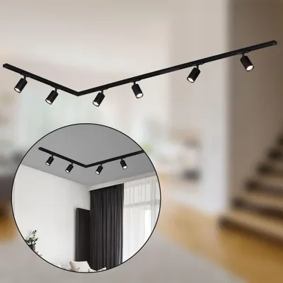 Immagine prodotto di Sistema a binario Briloner Rail, set completo, 6 faretti GU10, orientabili, girevoli, nero, 3 m