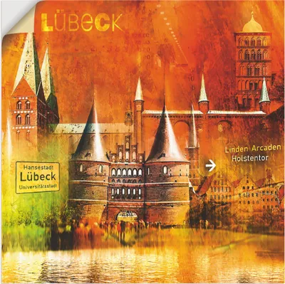 Produktbild von ARTland Wandbild, selbstklebend Lübeck Hansestadt Collage 04 Größe: 70x70 cm
