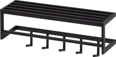 Produktbild von Wandgarderobe Metall Schwarz 70x20x20 cm Flurgarderobe mit Ablage | Design Hakenleiste Wandpaneel Stahl | Garderobe Wand mit Hutablage | Garderobenleiste Flur