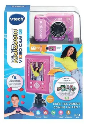 Image de Caméra Enfants Vtech KidiZoom Video Cam FX Rose, Objectif Rotatif, Trépied 2 en 1, Photo et Vidéo Selfie, 6 à 14 Ans