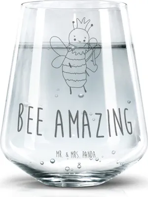 Produktbild von Mr. & Mrs. Panda Glas Biene König - Transparent - Geschenk, Wasserglas, Trinkglas, Tumbler, Becherglas, Trinkgefäß