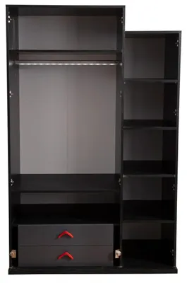 Produktbild von Moderner schwarz-roter Kinderzimmer Kleiderschrank Gamer Holzschrank