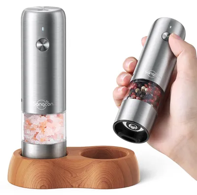 Mini Elektrische Salz- und Pfeffermühle, USB, Edelstahl, 2er-Set
