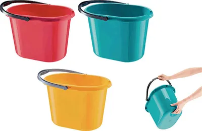 Produktbild von Alpfa Putzeimer aus farbig sortiertem Kunststoff, 13 l, oval, mit Bügel und Ausguss