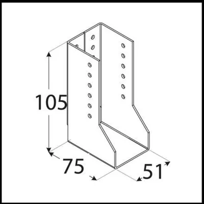 Produktbild von SDSWBZ 10 Balkenschuh C 51x105x75x2,0 pulverbeschichtet / Packung 1 Stk