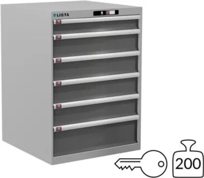 Produktbild von Lista Schubladenschrank - 14.509.519 - 1.000x717x725 mm (HxBxT) - 6 Schubladen - 200 kg - Key Lock - RAL 7035/NCS S 6502-B