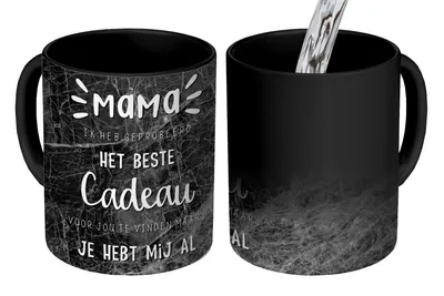 Produktbild von KitchenYeah® Zauber Tasse Zaubertasse Magic Sprüche - Zitate Mama Du hast mich schon - Geschenk zum Muttertag - Schwarz und Weiß 350 ml Farbwechsel Becher Geschenk Geschenkidee - Magic-Tasse - Fototas