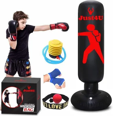 Produktbild von Famanu Aufblasbare Boxsack - Freistehender Boxsack mit Reflexball