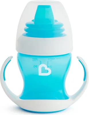 Produktbild von Munchkin MUNCHKIN mokomoji gertuvė su rankenomis ir minkštu snapeliu, Gentle Transition, mėlynos spalvos, 4mėn+, 118 ml, 012549WWW