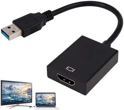 Produktbild von USB zu HDM1 Adapter, USB 3.0/2.0 auf HDM1 Video Adapter, HD 1080P Video Grafikkabel Konverter für PC, Laptop, HDTV, TV, kompatibel mit Windows XP/10/8/7 (Nicht für Mac & Vista)