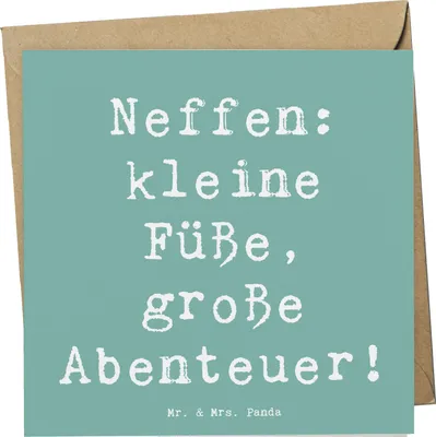 Produktbild von Mr. & Mrs. Panda Glückwunschkarte Spruch Neffe Abenteuer - Meeresbrise - Geschenk, Grußkarte, doppelkarte, Familienereignisse, Familienleben, Handarbeit, Kinder, Bindung
