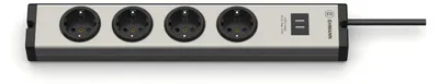 Produktbild von EHMANN 0600x0a052031 Multilader Steckdosenleiste, Aluminium, 4-Fach + 2X USB-A,