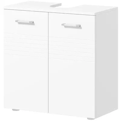 Zdjęcie produktu dla Szafka pod umywalkę - szafka z dwoma drzwiczkami - drewniana - z regulowaną półką - oszczędna pod względem miejsca - kolor khaki