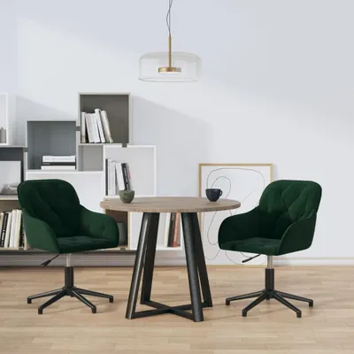 Produktbild von The Living Store Esszimmerstühle 2 Stk. Drehbar Dunkelgrün Samt
