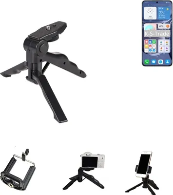 Produktbild von K-S-Trade Stativ Tisch-Ständer Dreibein Handy-Stativ Ständer kompatibel mit Huawei P50 Mini-Stativ Smartphone Tripod Handy-Stativ aus Plastik