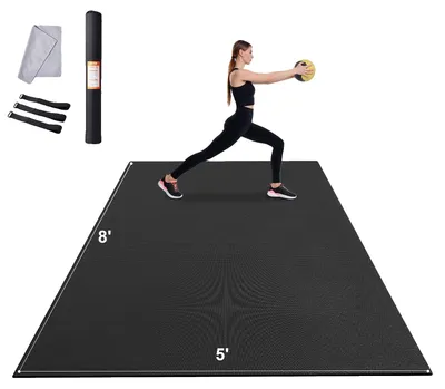 Obrázek produktu pro Tréninková podložka VEVOR, protiskluzová podložka na jógu s vysokou hustotou, tréninková podložka na jógu pro muže a ženy, fitness a tréninková podložka s taškou a popruhem na přenášení, pro všechny typy domácí jógy, pilates a podlahový trénink (2,4 x 1,5 m)