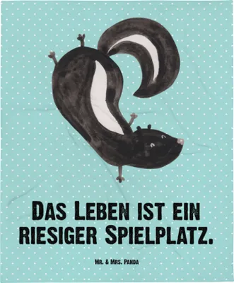 Produktbild von Mr. & Mrs. Panda Kuscheldecke Stinktier Handstand - Türkis Pastell - Geschenk, Skunk, Stinker, Decke, Spielplatz, Raubtier, Wildtier, Wohndecke, Tagesdecke, Bettüberwurf