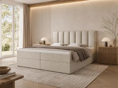 Produktbild von Emlar Boxspringbett Bella 140x200 - Bett mit Matratze und Topper - Boxspringbett mit Bettkasten und Matratze - Boxspringbett Creme (Quelle 06)