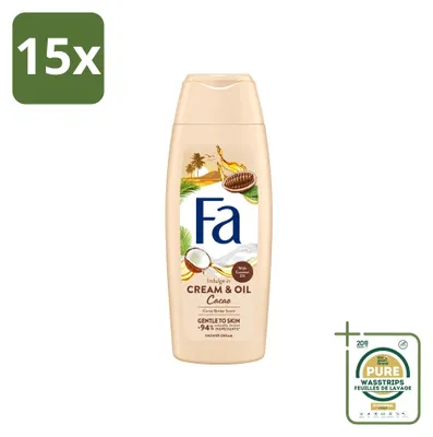 Zdjęcie produktu dla 15 sztuk kremowego żelu pod prysznic Fa z masłem kakaowym i olejem kokosowym, 250 ml - zestaw ekonomiczny