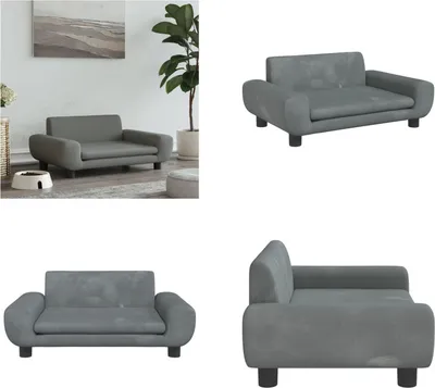 Produktbild von vidaXL Hundebett Dunkelgrau 70x45x33 cm Samt - Hundebett - Hundebetten - Hundesofa - Haustiersofa
