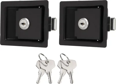 Image de 2 verrous de poignée RV, acier au carbone, alliage de zinc, panneau encastré, serrure d'armoire de boîte à outils pour remorques, voitures