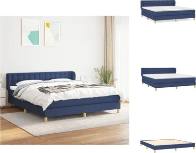 Produktbild von vidaXL Boxspringbett mit Matratze Blau 180x200 cm Stoff -  Betten & Bettgestelle