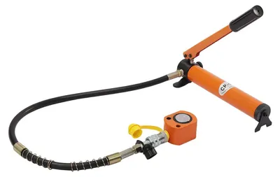 Zdjęcie produktu dla Pompa hydrauliczna – pneumatyczna, jednostronnego działania – udźwig 10 t – ciśnienie 70 MPa – zbiornik 350 ml – pomarańczowa