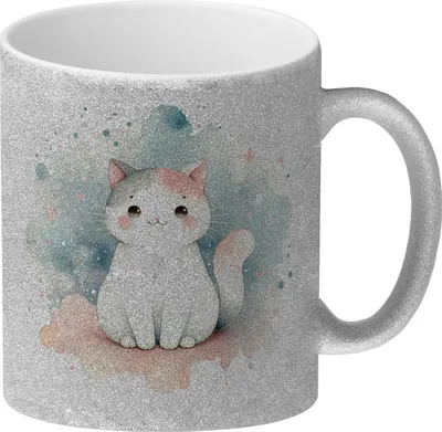 Produktbild von süße Katze Glitzer-Kaffeebecher