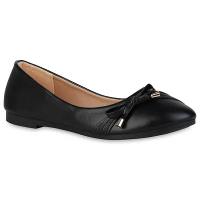 Produktbild von VAN HILL Damen Klassische Ballerinas Kunstleder Schleifen Freizeit-Schuhe 838316, Farbe: Schwarz, Größe: 38