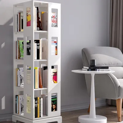 Produktbild von Regal Drehbares Bücherregal Lagerregal Weiß 4 Ebenen【BR44】
