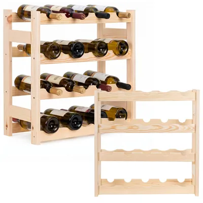 Productafbeelding van Wijnrek - Wijnrek voor 20 Flessen - Glazenrek - 53 x 25 x 53 Cm - 40 KG - Grenenhout