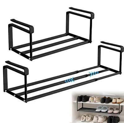 Obrázek produktu pro Zavěsná, výsuvná police na boty, rozměry 40-70 cm, černá, ocel