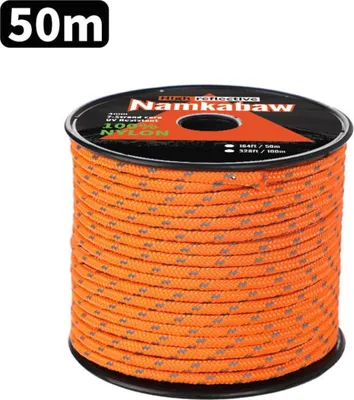 Immagine prodotto di INF Corda Riflettente da Campeggio/Escursionismo 50m - Linea di Tensione ad Alta Visibilità per Tenda da Esterno Arancia
