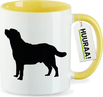 Produktbild von Huuraa Kaffeetasse Labrador Retriever Silhouette 330ml Gelb Keramik Kaffeebecher Geschenkidee