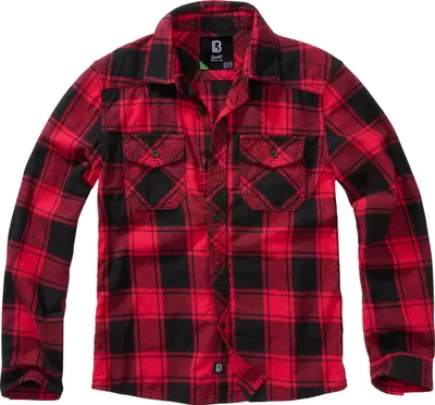 Produktbild von Brandit Hemd Uni Kids Checkshirt rot/schwarz Basics 100% Baumwolle 158/164