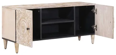 Productafbeelding van vidaXL TV-kast, wit, 105 x 33,5 x 46 cm, massief mangohout