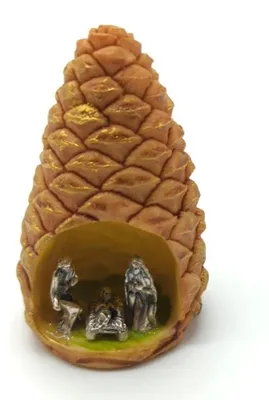 Obrázek produktu pro Miniaturní vánoční betlém z umělého pryskyřice s postavami Svaté rodiny, výška 6 cm
